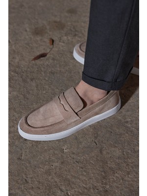 Vantaggio Shoes Ravenna Süet Deri Erkek Loafer Ayakkabı Düz Taban ile Rahat Kullanım