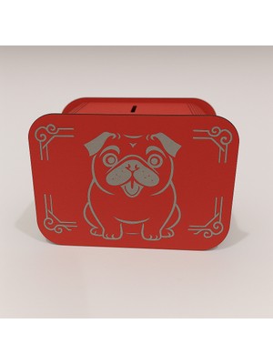 Verto Köpek Kumbara - Ağaç Işleme -Ceviz Ağacı-Kırmızı