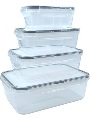 Inura Global® 4lü Iç Içe Sızdırmaz Contalı Kilitli Kapaklı Plastik Erzak Saklama Kapları LC315