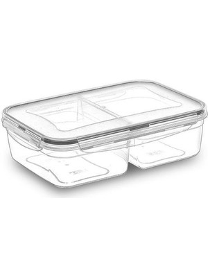 Inura Global® 2 Bölmeli Sızdırmaz Contalı Kilitli Kapaklı 1 Litre Erzak Saklama Kabı -LC505