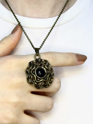 Esha Doğal Taş Oniks Doğal Taşlı Yuvarlak Otantik Kadın Kolye 45 cm Zincirli EUK48O