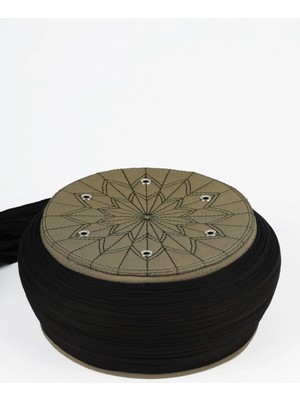 Sarıkhane Çocuk Talebe Sarığı-Siyah Kumaş-Yeşil Takke-Yuvarlak Sarım-Kuş Gözü-4 Metre (Züabeli)