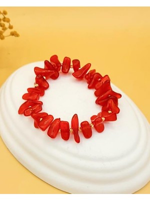 Nevoka Karışık Geometrik Şekilli Kırmızı Akrilik Bileklik