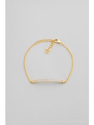 So CHIC Modern Minimal 18 Ayar Sarı Altın Kaplama 19 Cm Gümüş Bileklik