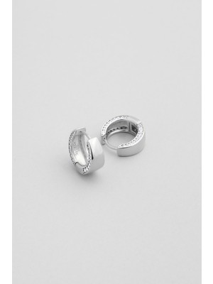 So CHIC Dolunay 18 Ayar Beyaz Altın Kaplama Gümüş Halka Küpe