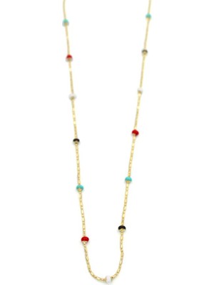Royaleks Renkli Boncuklu Zincir Kolye - Altın