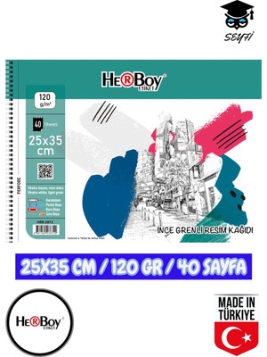 Seyfi Kırtasiye 25X35 cm Eskiz Kara Kalem Çizim Defteri 120 gr Telli 40 Sayfa Herboy