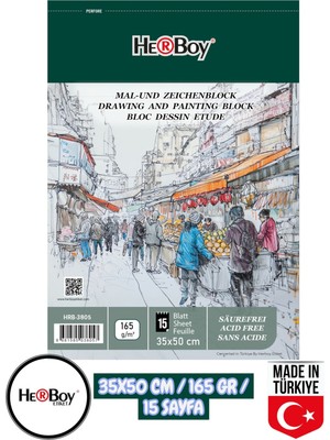 Seyfi Kırtasiye 35X50 cm Eskiz Kara Kalem Çizim Defteri 165 gr Telli 15 Sayfa Herboy