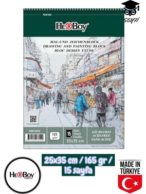Seyfi Kırtasiye 25X35 cm Eskiz Kara Kalem Çizim Defteri 165 gr Telli 15 Sayfa Herboy