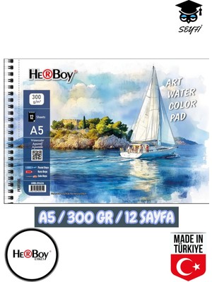 Seyfi Kırtasiye 14X20 cm A5 Sulu Boya Eskiz Kara Kalem Çizim Defteri 300 gr Telli 12 Sayfa Herboy