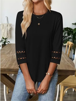 Kadın Uzun Kollu Bisiklet Yaka Truvakar Kollu Viskon Bluz