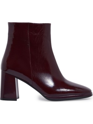 Zeytuk Topuklu Rugan Bordo Kadın Bot