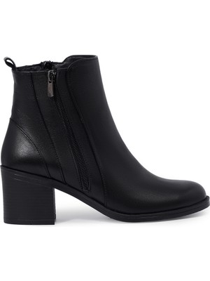 Zeytuk Topuklu Hakiki Deri Siyah Kadın Bot