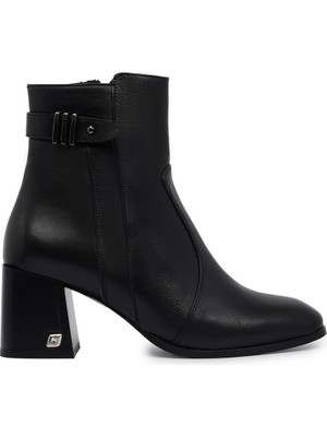 Zeytuk Topuklu Hakiki Deri Siyah Kadın Bot