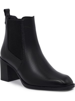 Zeytuk Topuklu Hakiki Deri Siyah Kadın Bot