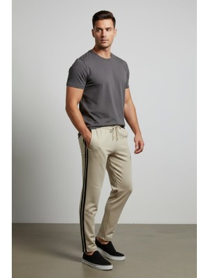 FullaModa Beli Bağcıklı Şeritli Eşofman Altı