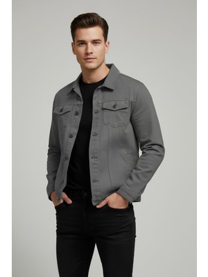 FullaModa Düğmeli Cepli Kot Ceket