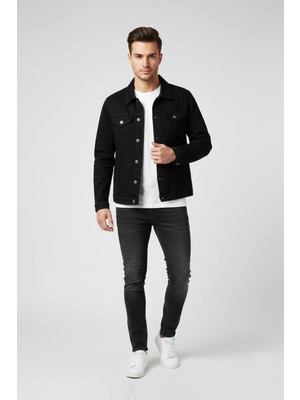 FullaModa Düğmeli Cepli Kot Ceket