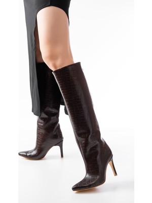 Etiler Collection SYT-2004 Kahverengi Kroko Günlük Bayan Çizme