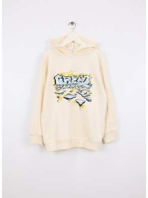 Benetton Baskılı Erkek Çocuk Krem Sweatshırt 3J73C205C