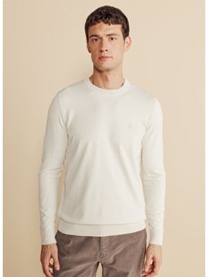 Brooks Brothers Bisiklet Yaka Standart Bej Erkek Kazak BBFW25MKL014