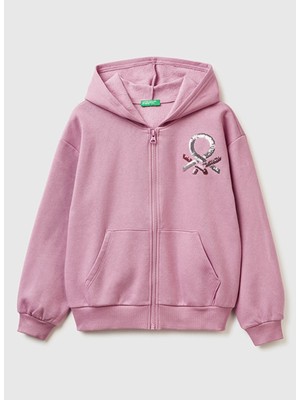 United Colors Of Benetton Pembe Kız Çocuk Payetli Sweatshirt 39M2C505O