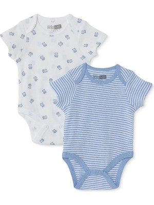 Hellobaby Hellobaby Erkek Bebek 2li Kısa Kol Body Çizgili Çıtçıtlı Zarf Yaka Kısa Kol