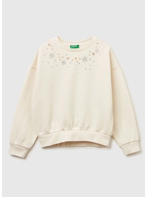 United Colors Of Benetton Yeşil Kız Çocuk Işlemeli Sweatshirt 3J73C10RA