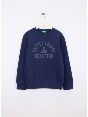 Benetton Baskılı Erkek Çocuk Lacivert Sweatshırt 3EB5C10R5