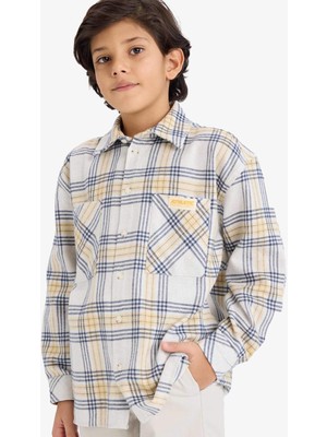 DeFacto Erkek Çocuk Oversize Geniş Kalıp Kareli Flanel Uzun Kollu Gömlek G6172A826SP