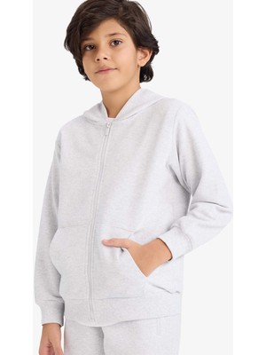 DeFacto Kapüşonlu Pike Fermuarlı Sweatshirt Erkek Çocuk B6503A826SP
