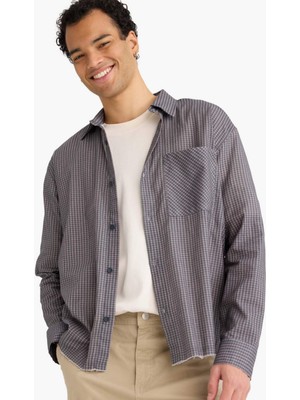 DeFacto Boxy Fit Baskılı Pamuklu Uzun Kollu Gömlek G6660AX25WN