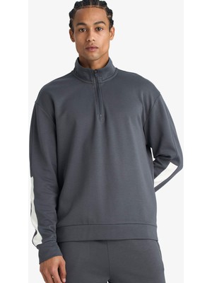 DeFacto Standart Fit Dik Yaka Yarım Fermuarlı Modal Sweatshirt G5141AX25WN