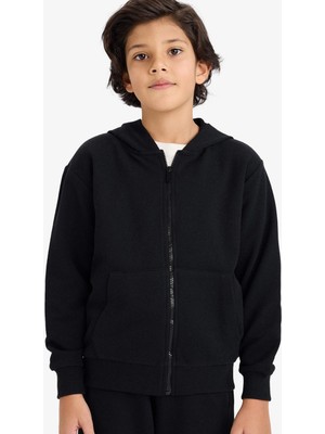 DeFacto Kapüşonlu Pike Fermuarlı Sweatshirt Erkek Çocuk B6503A826SP