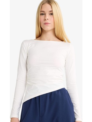 DeFacto Fitted Bisiklet Yaka Ribana Uzun Kollu Tişört G2901AX25WN