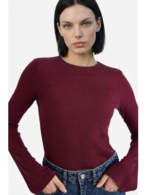 DeFacto Slim Fit Bisiklet Yaka Fitilli Kaşkorse Uzun Kollu Tişört G7708AX25WN