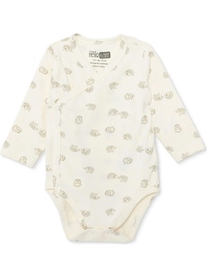 Hellobaby Hellobaby, Erkek, Zıbın Body, Hayvan Baskılı, Çıtçıtlı, V Yaka, Uzun Kol