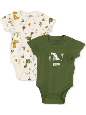 Hellobaby Hellobaby, Erkek, 2li Kısa Kol Body, Dinozor Baskılı, Çıtçıtlı, Çıtçıtlı Yaka, Kısa Kol