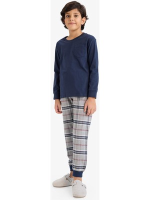 DeFacto %100 Pamuklu Flanel Beli Lastikli Pijama Takımı Erkek Çocuk F1005A825WN