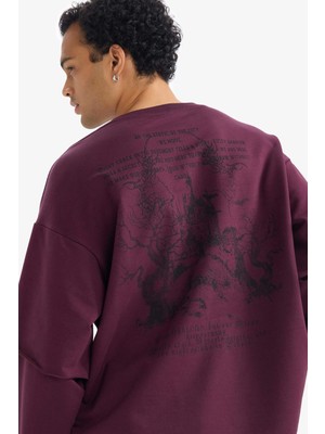 DeFacto Boxy Fit Bisiklet Yaka Sırt Baskılı Sweatshirt G4352AX25WN