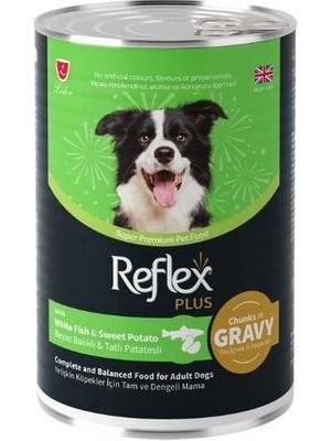 Butik Reflex Plus Sos Içinde Beyaz Balıklı ve Tatlı Patatesli Yetişkin Konserve Köpek Maması 1 Adet 400 gr