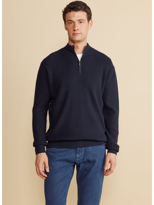 Brooks Brothers Bato Yaka Standart Lacivert Erkek Kazak BBFW25MKL032