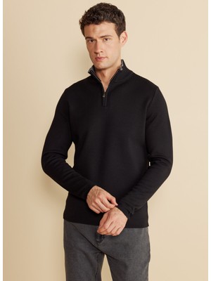 Brooks Brothers Bato Yaka Standart Siyah Erkek Kazak BBFW25MKL024