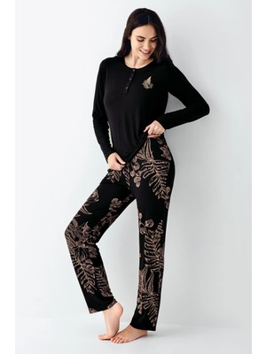 Hazego Arnetta 3439-S Kadın Uzun Kol Pijama Takım