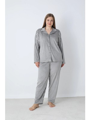 Hazego Estiva 25370 Gömlek Yaka Battal Kadife Pijama Takımı