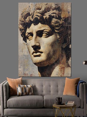 Karizma Tablo Antik Heykel Başı Portresi Dekoratif Kanvas - Mdf Ahşap Tablo