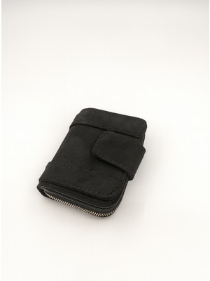 Uccello Kadın Süet Mini Cüzdan (Çok Bölmeli – Fermuarlı + Mıknatıslı