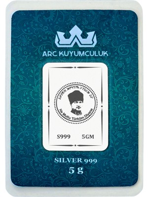 Archin Mustafa Kemal Atatürk Temalı 999 Ayar Gümüş ile Üretilmiş Hediyeye Özel 5 Gram Gümüş KÜLÇESI-787