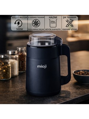 Mioji Mio CG34 500W Paslanmaz Çelik Bıçak Kompakt Baharat ve Kahve Öğütücü Siyah