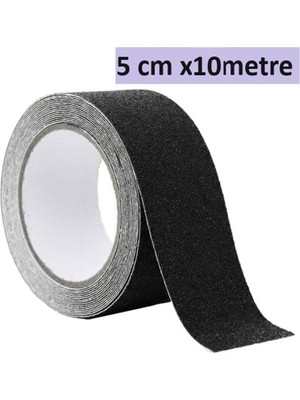 ALMITAL 5 Cm X 10 Metre Merdiven, Zemin, Rampa için Kaydırmaz Bant, Yapışkanlı Kaymaz Bant Siyah